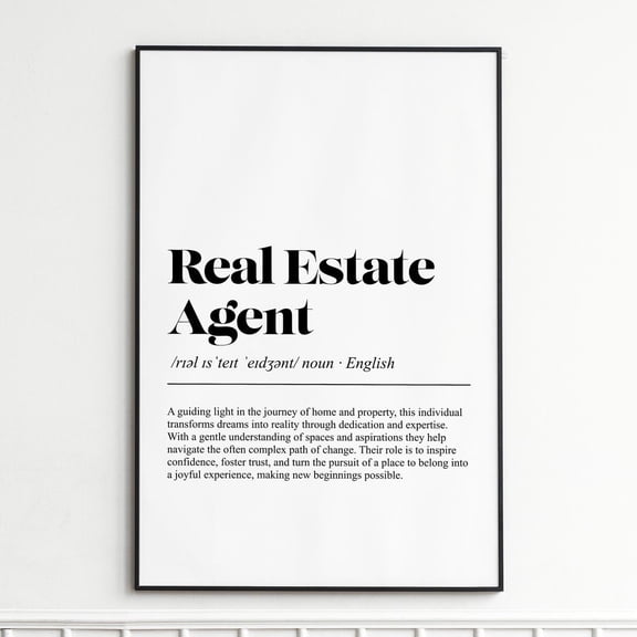 Real Estate Agent Definition Wall Art Print, Unframed Paper Poster 8x10in
