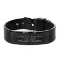 thumbnail image 1 of Real Estate Agent Engraved Black Shark Mesh Bracelet - Thank You for Being the Best - Perfect Gift for Graduation, Christmas, and Holidays, 1 of 1
