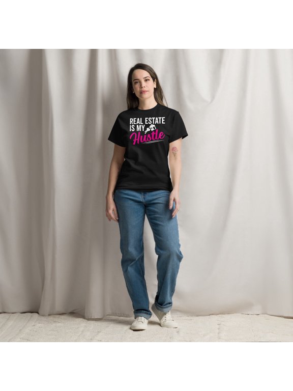 Real Estate Agent Hustle Broker Salesperson Realtor Graphic classic tee (Black, L)
