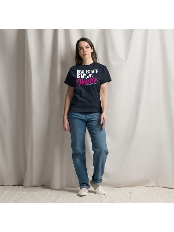 Real Estate Agent Hustle Broker Salesperson Realtor Graphic classic tee (Navy, L)