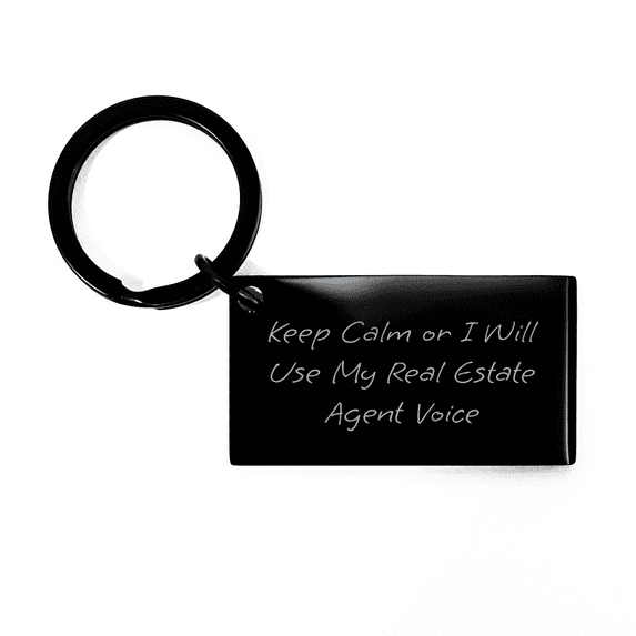 Real Estate Agent Keychain Gifts from Men - Keep Calm Or I Will Use My Real Estate Agent Voice, Funny Keychain for Real Estate Agent, Unique Father's Day Unique Gifts for Real Estate Agent