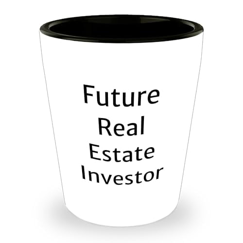 Real Estate Investor Shot Glass, Future Real Estate Investor Gift, Funny Quote Birthday, White Ceramic, 1.5oz, Gift from Friends, Gifts for Real Estate Investor, Birthday Unique Gifts