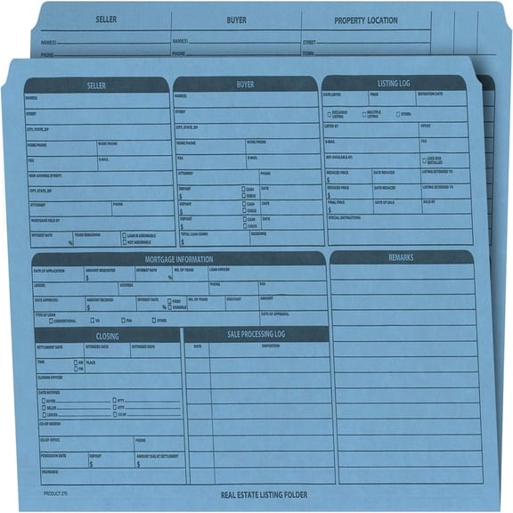 Real Estate Listing Folder  Right Panel List, Pre-Printed on Durable Card Stock with Closing Checklist and Color-Coded Dots for Organizing