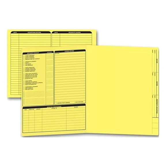 Real Estate Listing Folders - Yellow Letter Size - 50 Pack - Left Panel Design - Property Presentation Folders - Open House Supplies - Agent Marketing Materials