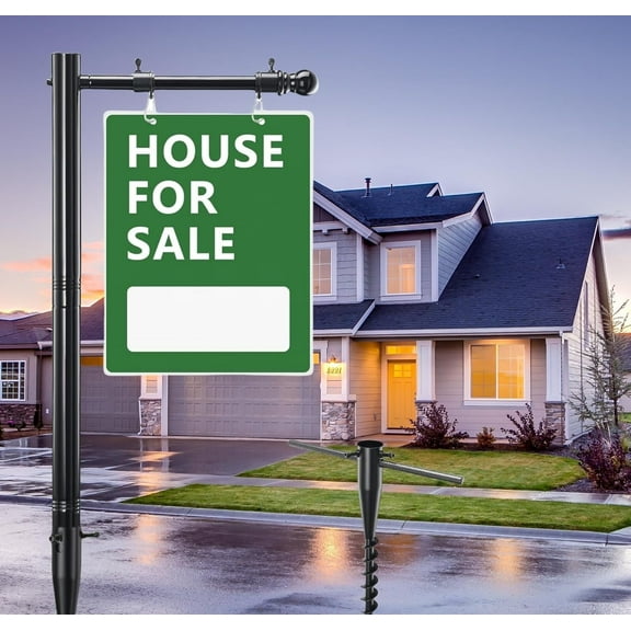 Real Estate Sign Posts,65-85 inch Sturdy Adjustable Commercial Realtor Home for Sale Hanging Ads for Yard Open House Outside Estate Sale Signs Realtor Sign(Not including billboards)