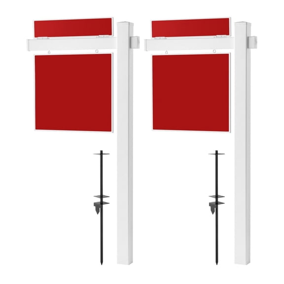 Real Estate Sign Post 6ft, 2-Pack - Realtor Yard Sign Holder with 36in Arm