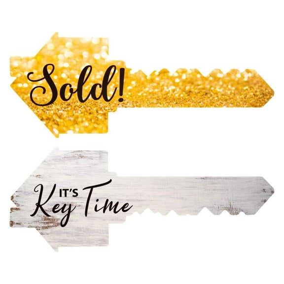 Real Estate Social Media Photo Prop Signs - Instagram Key Sold Signs - Lightweight Durable Realtor Marketing Tools - Made in USA (1 Pack) Gold