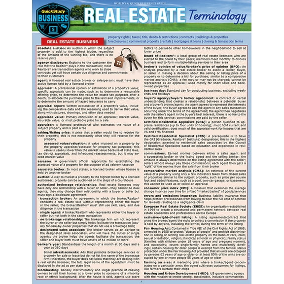 Real Estate Terminology: A Quickstudy Laminated Reference Guide, (Paperback)
