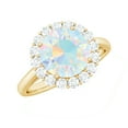 thumbnail image 1 of Real Ethiopian Opal Engagement Ring with Diamond Halo - Classic Round Opal Ring - 8 mm - AAA Quality, 10K Yellow Gold, US 11.00, 1 of 10