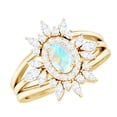thumbnail image 1 of Rosec Jewels Real Ethiopian Opal Ring Set with Moissanite for Women (5X7 MM Oval Shape), 18K Yellow Gold, US 9.50, 1 of 9