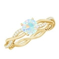 thumbnail image 1 of Rosec Jewels Real Ethiopian Opal Ring with Diamond for Women, Braided Ring (AAA Grade), 14K Yellow Gold, US 5.00, 1 of 10