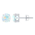 thumbnail image 1 of Rosec Jewels Real Ethiopian Opal Stud Earrings for Women (1.6 Carat, AAA Grade) - October Birthstone Earrings - Ready to Gift, 18K White Gold, 1 of 9