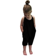 Real Fancy Baby Cute Summer Jumpsuits for Girls Kids Backless Harem Strap Romper Jumpsuit Toddler Pants Size 2-8Y