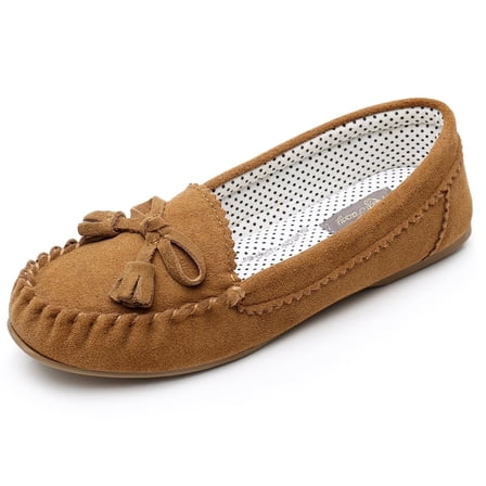 Real Fancy Moccasin Slippers for Women Flat Casual Comfortable Loafer Shoes Womens Moccasin Slippers Spring Driving Moccasins Shoes(Tan)