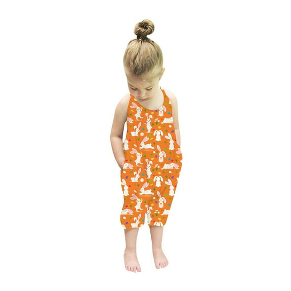 Real Fancy Toddler Baby Girls Jumpsuit One Piece Romper Sleeveless Strap Pockets Summer Outfits Clothes Size 2-8Y