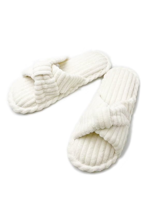 Women Memory Foam House Womens Slipper Slides Home Bedroom Bathroom Spa Open Toe Cozy Comfortabel Corduroy Slippers