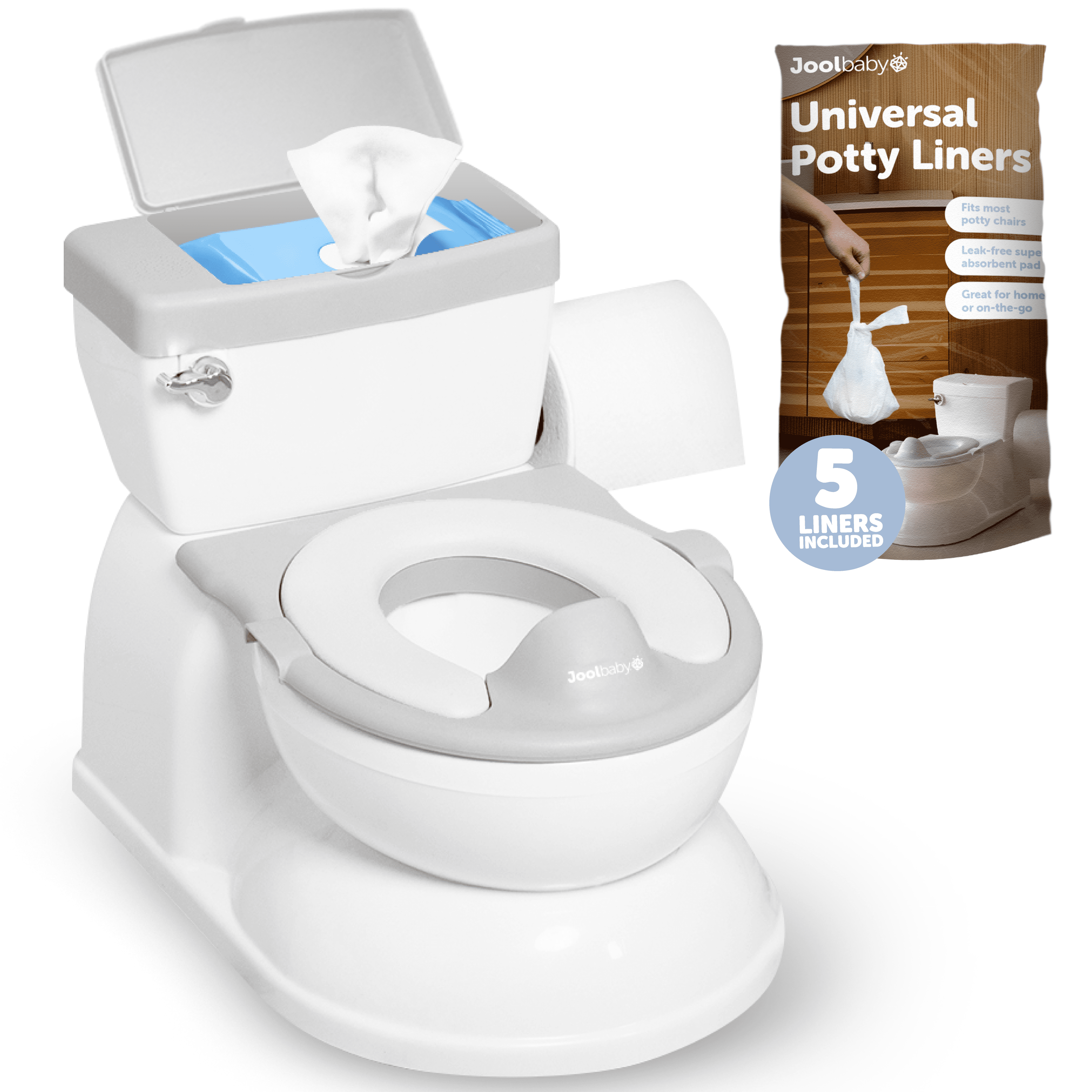 Gray Real Feel 2-in-1 Potty Chair with Storage and Flushing Sounds