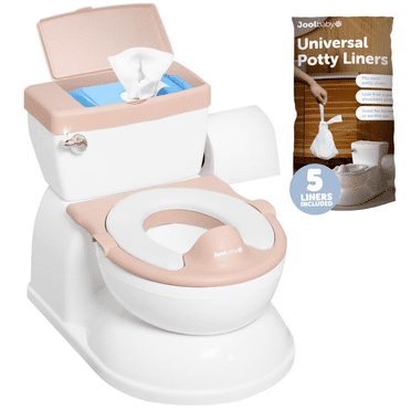 Real Feel 2-in-1 Potty with Wipes Storage, Flushing Sounds & Disposable Liners - Realistic Toilet - Easy to Clean & Assemble - Jool Baby (Pink)