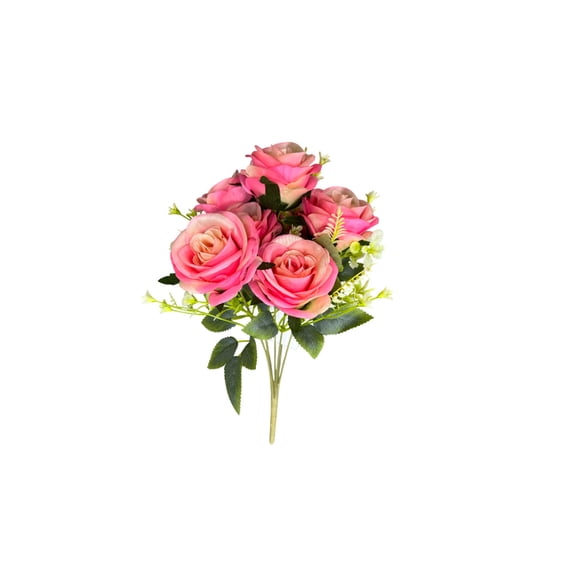 Real Feel Flowers Faux Bulgarian Roses Bouquet 48cm/18.9In Multicolor Plastic Home Garden Decorative Ornaments