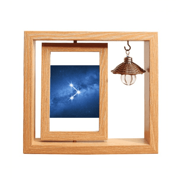 Real Feeling Beautiful Lucky Stars Wooden Rotating Picture Photo Frame 4x6
