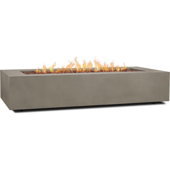 Real Flame Aegean 70" Rectangle Steel Propane or Natural Gas Fire Pit Table in Mist Gray
