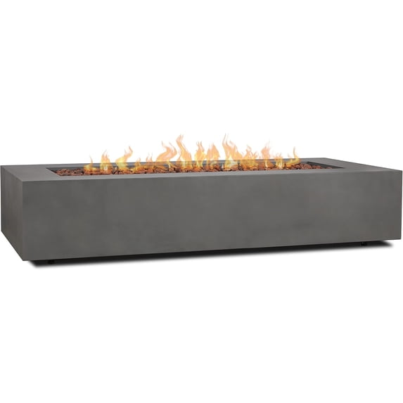 Real Flame Aegean 70" Rectangle Steel Propane or Natural Gas Fire Pit Table in Weathered Slate
