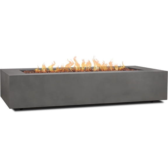 Real Flame Aegean 70" Rectangle Steel Propane or Natural Gas Fire Pit Table in Weathered Slate