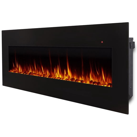 Real Flame Corretto 72" Wall Mounted Electric Fireplace in Black