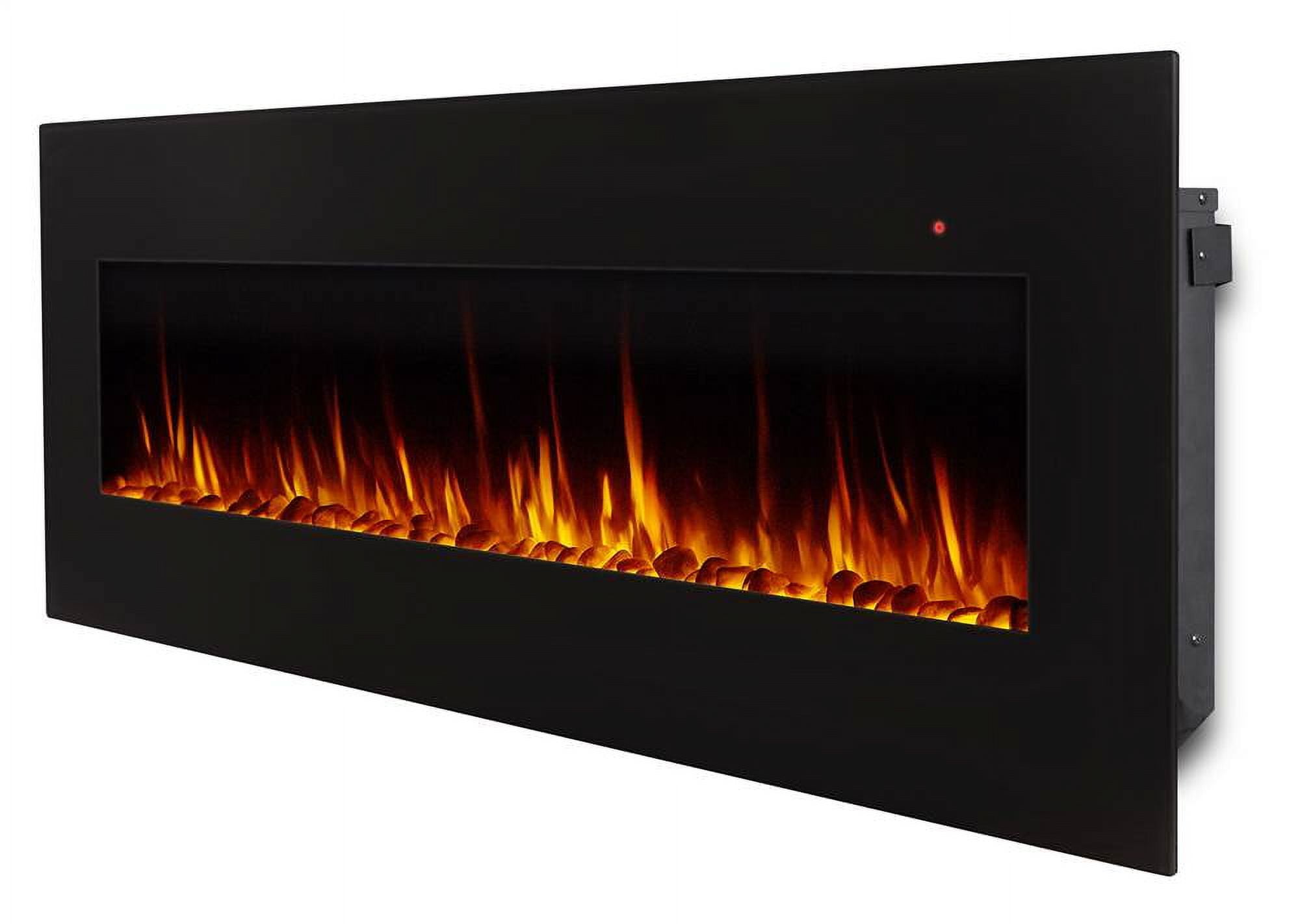 Corretto 72" Black Wall Mounted Electric Fireplace with Mantel