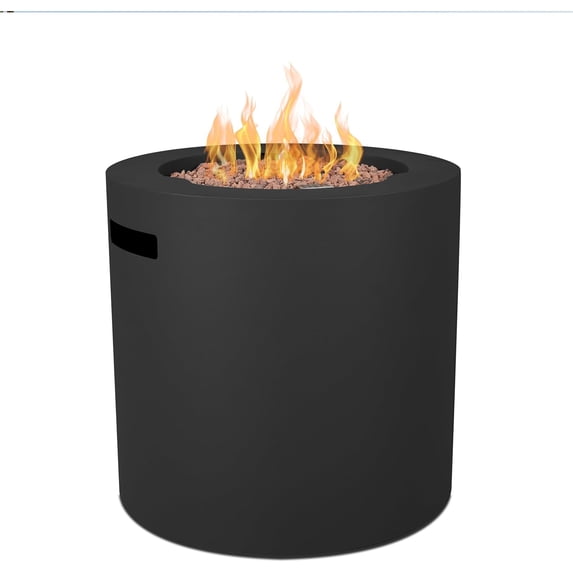 Real Flame Aegean 24" Round Steel Propane Fire Pit Table with Hidden Tank in Black