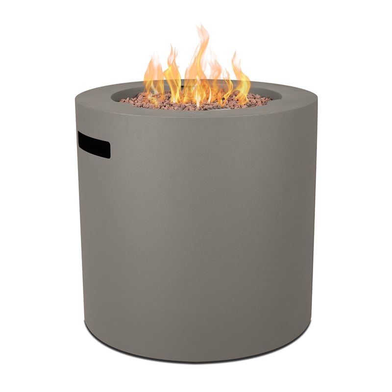 Aegean 24" Round Mist Gray Steel Propane Fire Pit Table
