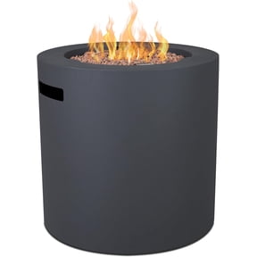 Real Flame Aegean 24" Round Stainless Steel Propane Fire Pit Table in Slate