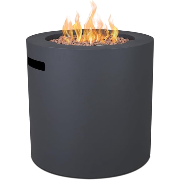 Real Flame Aegean 24" Round Steel Propane Fire Pit Table With Hidden Tank in Weathered Slate
