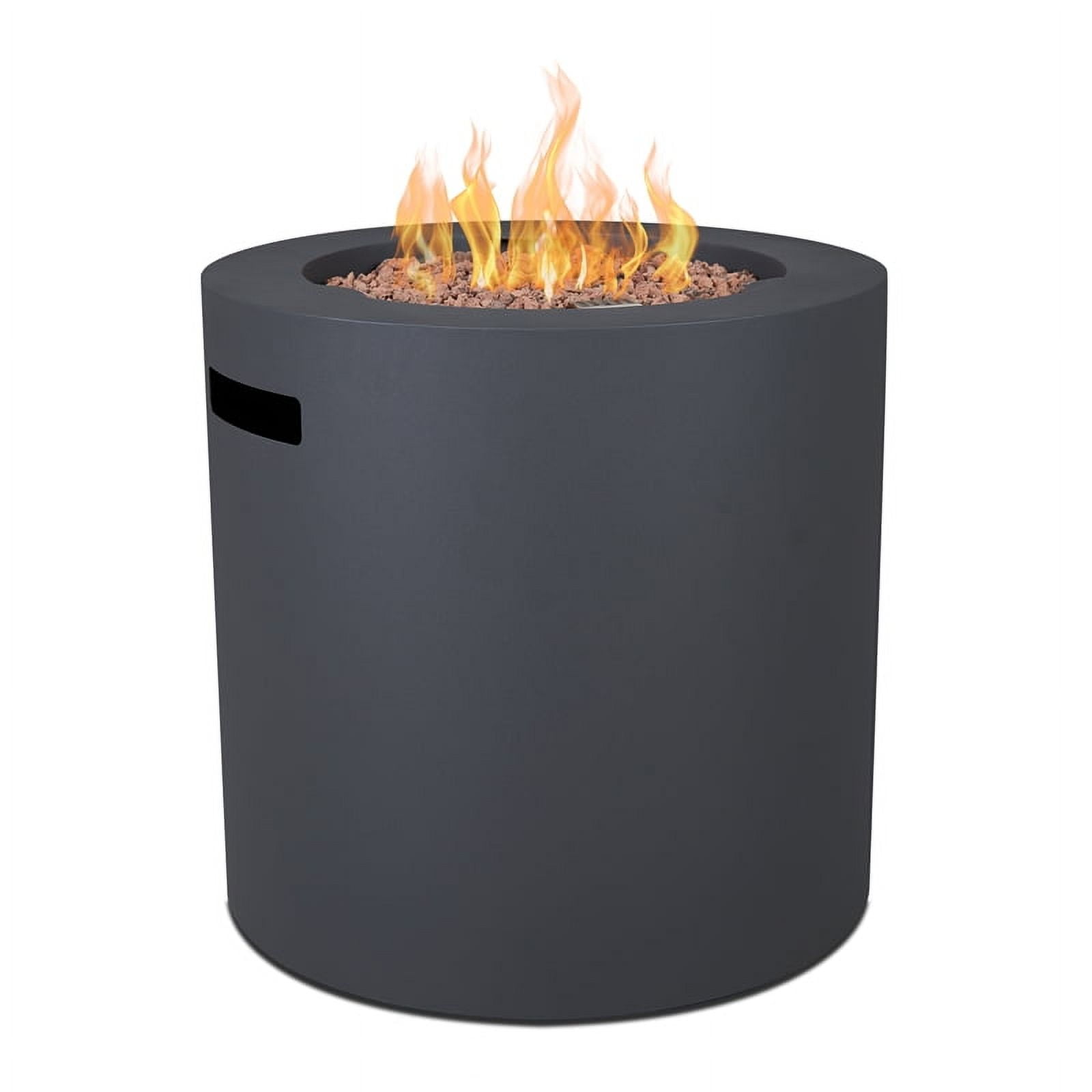 Aegean 24" Round Weathered Slate Steel Propane Fire Pit Table