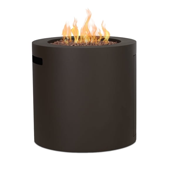 Real Flame Aegean 24" Round Steel Propane Fire Pit Table in Dark Bronze