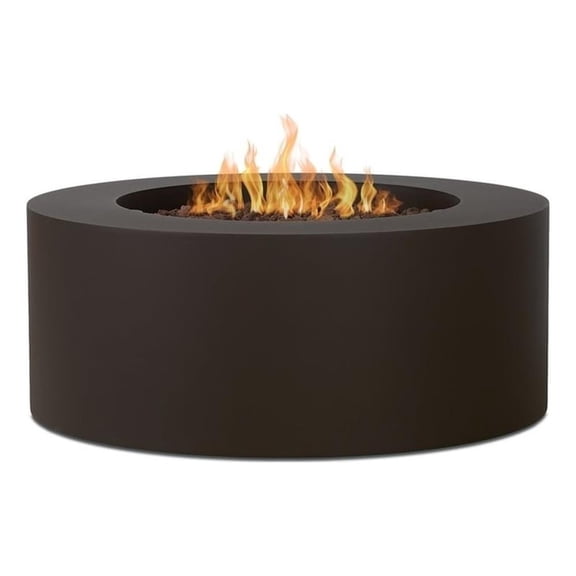 Real Flame Aegean 36" Round Steel Propane or Natural Gas Fire Pit Table in Dark Bronze