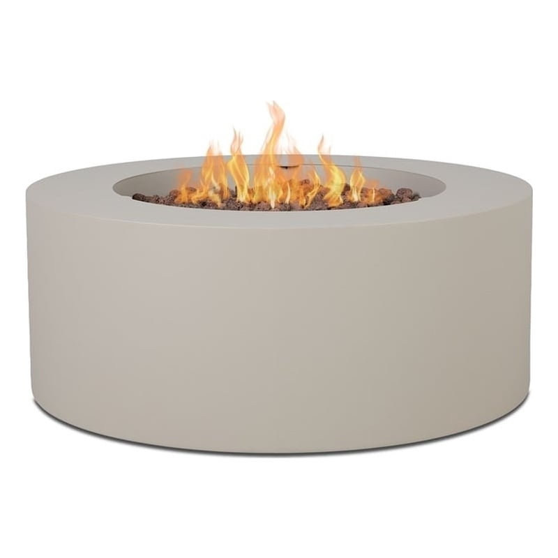 Real Flame Aegean 36" Round Steel Propane or Natural Gas Fire Pit Table in Light Sand