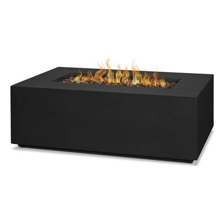 Real Flame Aegean 42" Rectangle Steel Propane Fire Pit Table in Black