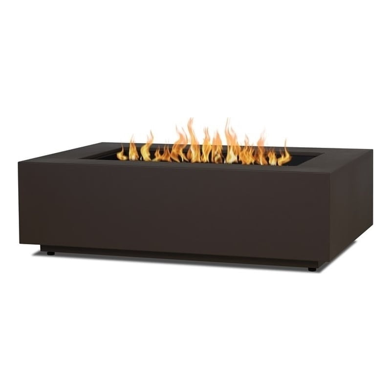 Real Flame Aegean 50" Rectangle Steel Propane or Natural Gas Fire Pit Table in Dark Bronze