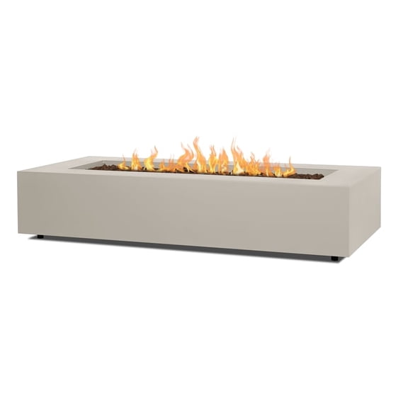 Real Flame Aegean 70" Rectangle Steel Propane or Natural Gas Fire Pit Table in Light Sand