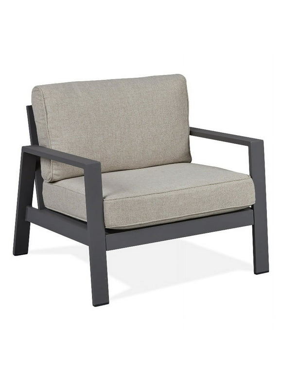 Real Flame Aegean Aluminum Outdoor Chair with Cushions in Slate Gray/Tan