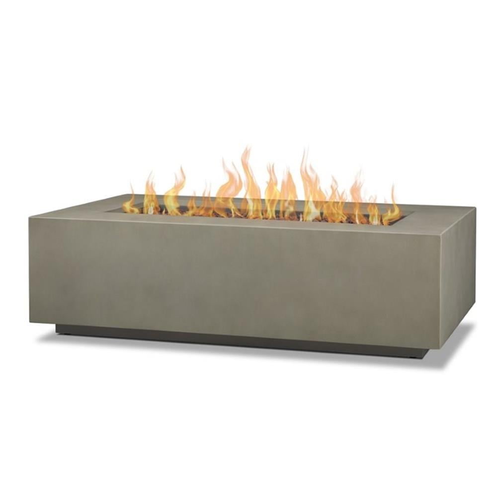 Mist Gray Rectangular Gas Fire Pit Table with Lava Rocks