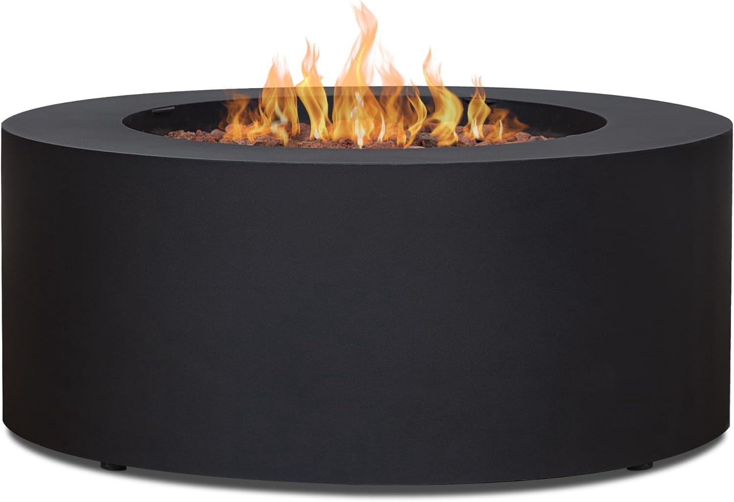 Real Flame Aegean 36" Round Steel Propane or Natural Gas Fire Pit Table in Black