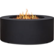 Real Flame Aegean 36 Round Steel Propane or Natural Gas Fire Pit Table in Black