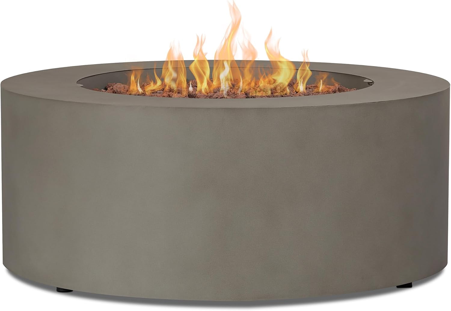 Real Flame Aegean 36" Round Steel Propane or Natural Gas Fire Pit Table in Mist Gray