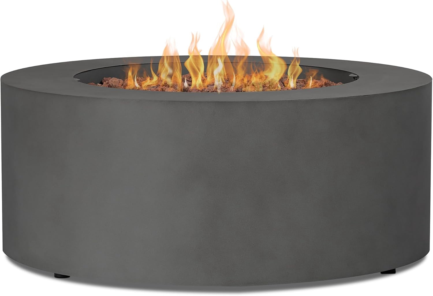 Real Flame Aegean 36" Round Steel Propane or Natural Gas Fire Pit Table in Weathered Slate