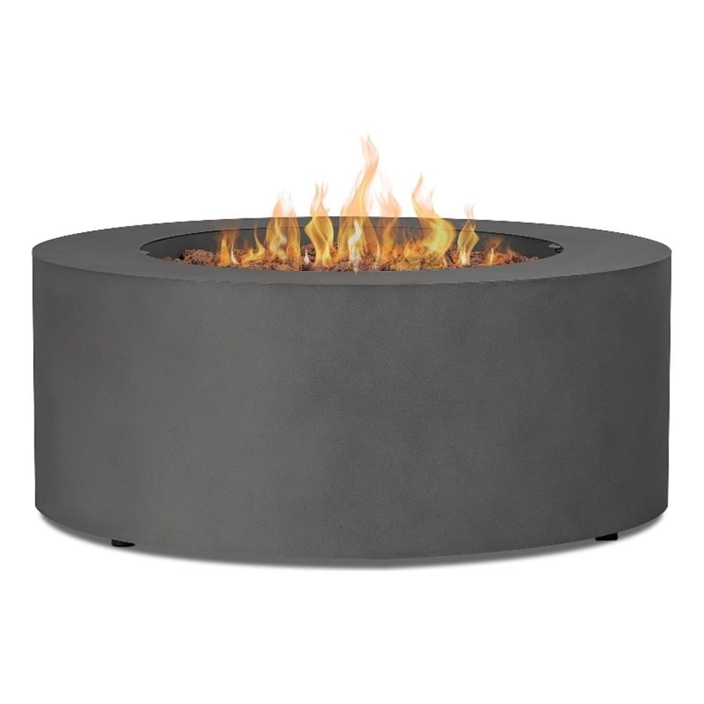 Aegean 36" Round Weathered Slate Steel Propane Fire Pit Table