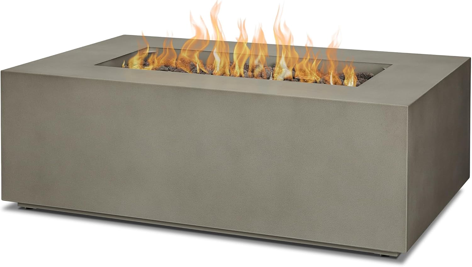Real Flame Aegean 42" Rectangle Steel Propane or Natural Gas Fire Pit Table in Mist Gray