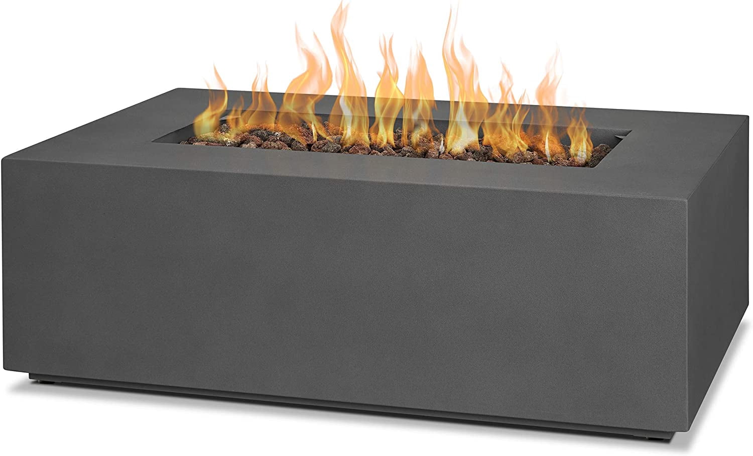 Real Flame Aegean 42" Rectangle Steel Propane or Natural Gas Fire Pit Table in Weathered Slate