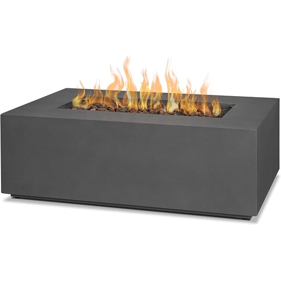 Real Flame Aegean 42" Rectangle Steel Propane or Natural Gas Fire Pit Table in Weathered Slate